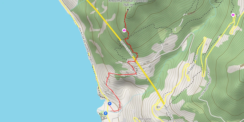 Map of the trail for Anticima Punta Cunicolo