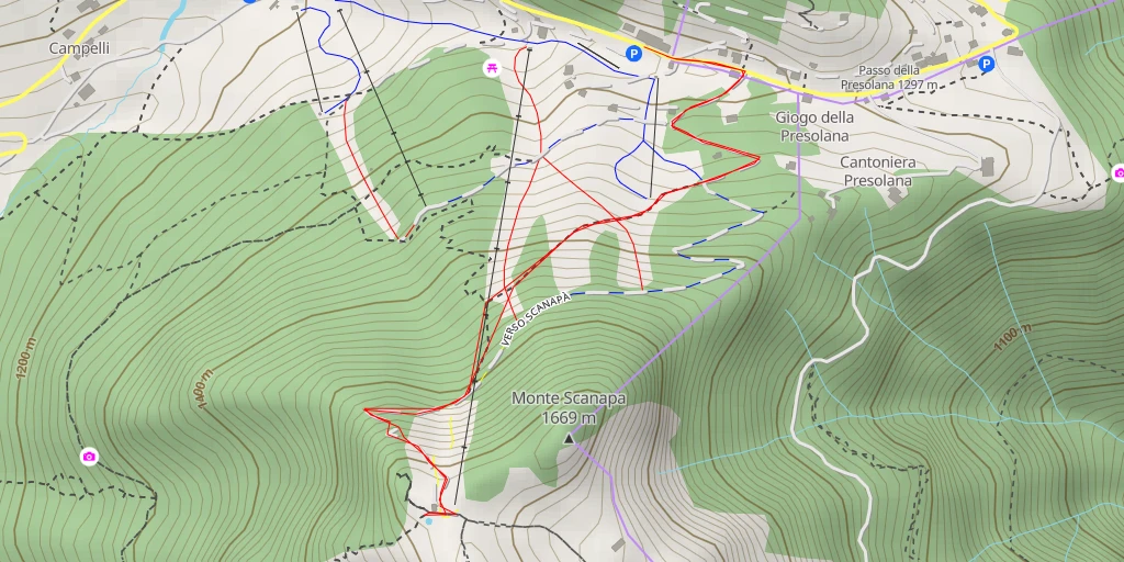 Map of the trail for Malga Scanapà - dal Colle Vareno allo Scanapà