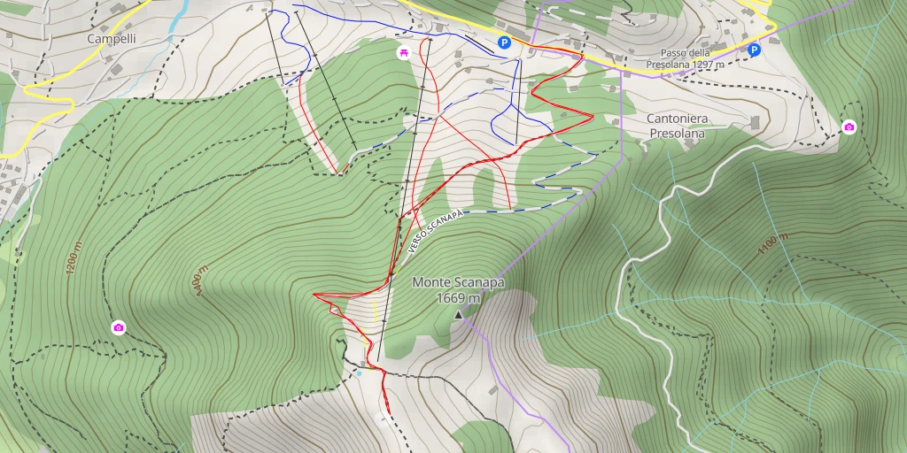 Map of the trail for dal Colle Vareno allo Scanapà