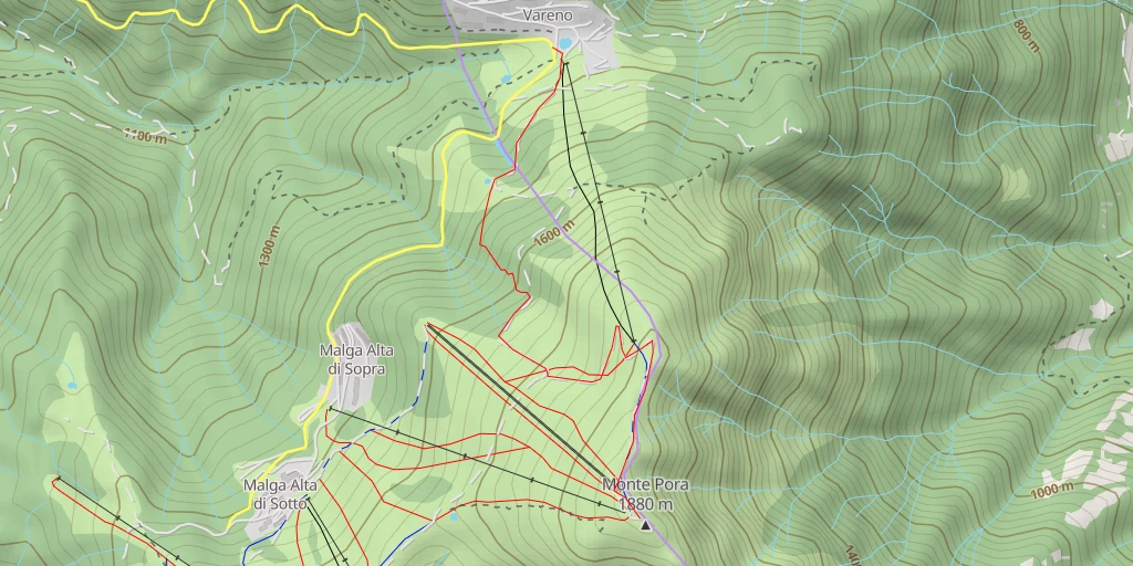 Map of the trail for Monte Pora