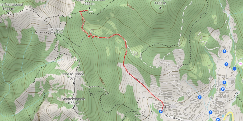 Map of the trail for Forcelle di Coloreto