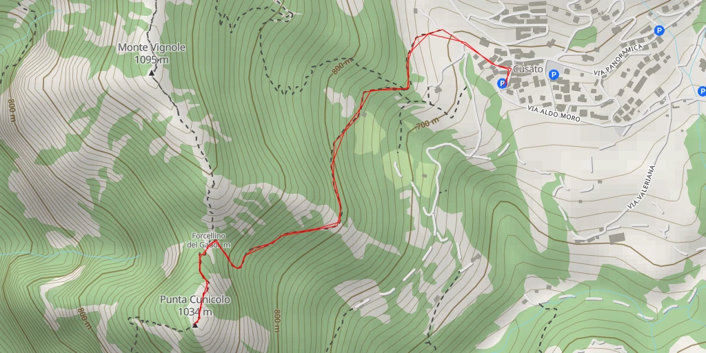 Map of the trail for Punta Cunicolo