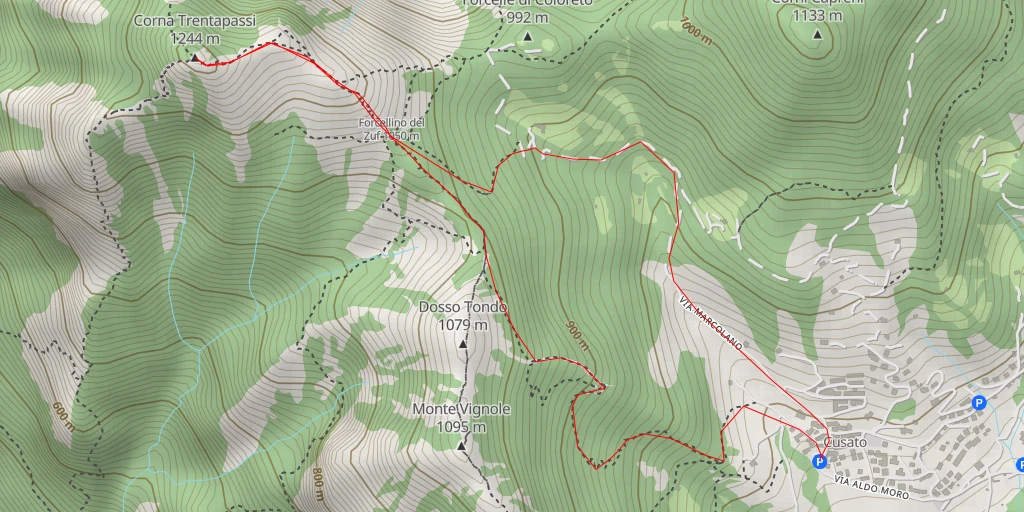 Carte de l'itinéraire :  Corna Trentapassi