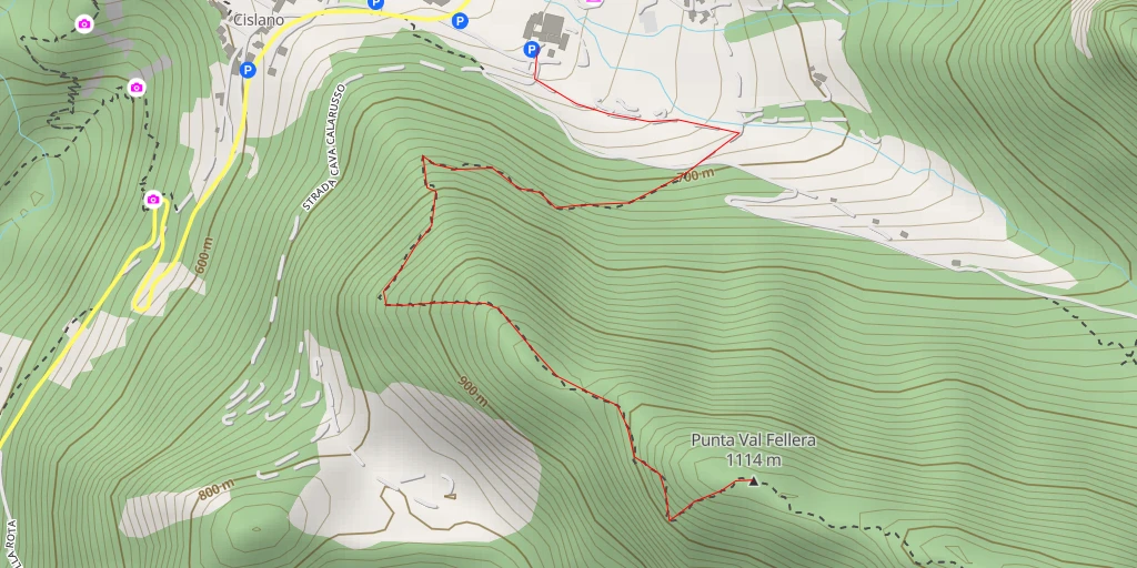 Map of the trail for Punta Val Fellera