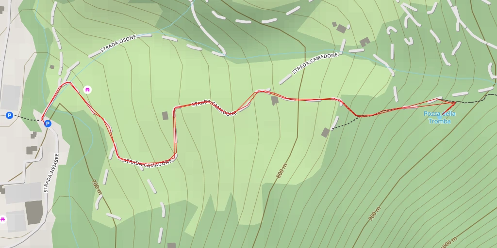 Map of the trail for Pozza della Tromba