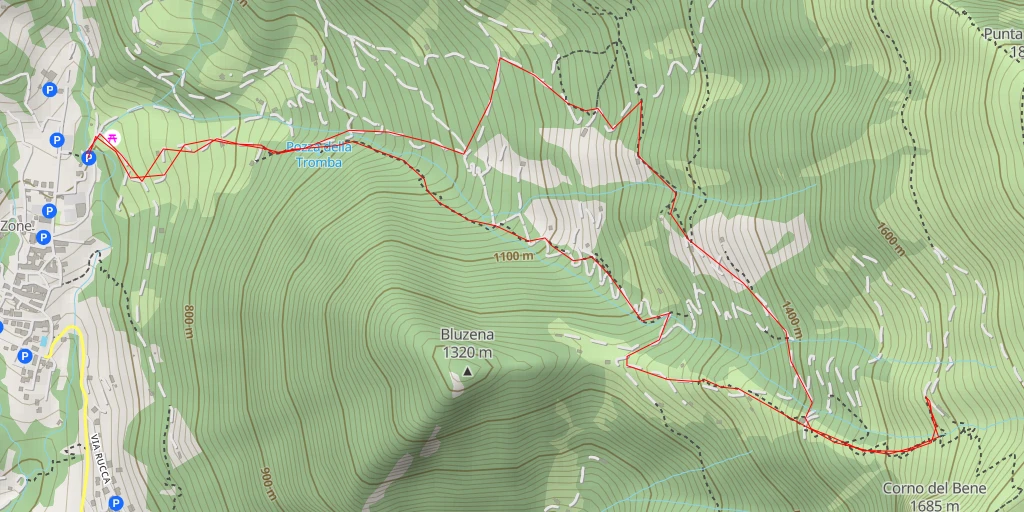 Map of the trail for Baita Palmarusso di Sotto