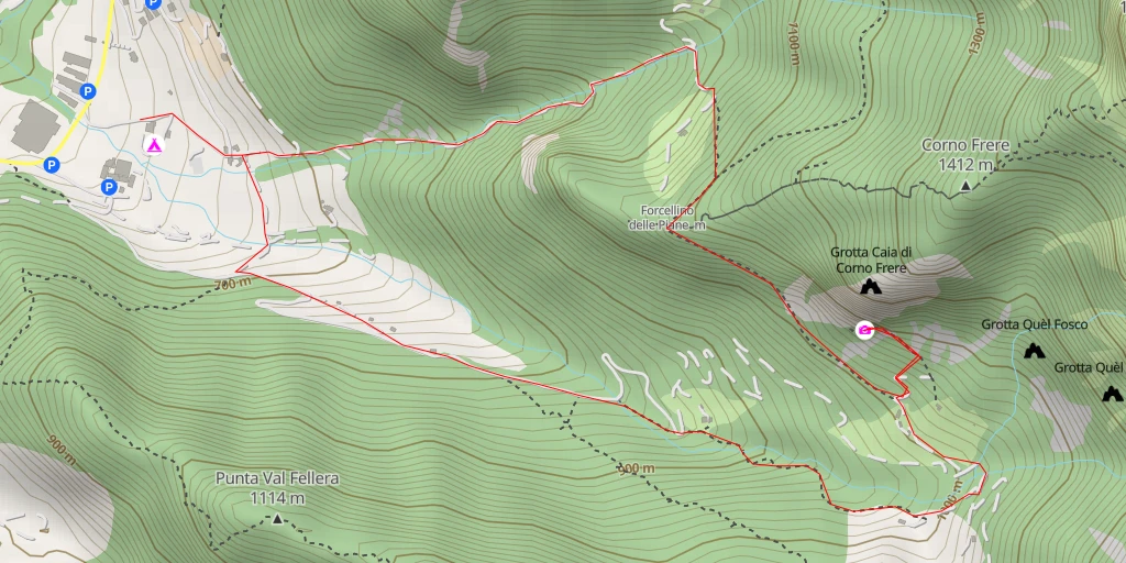 Carte de l'itinéraire :  Ferrata Corno del Bene