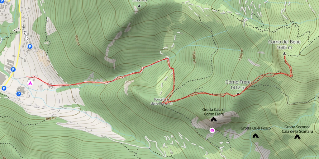 Map of the trail for Corno del Bene