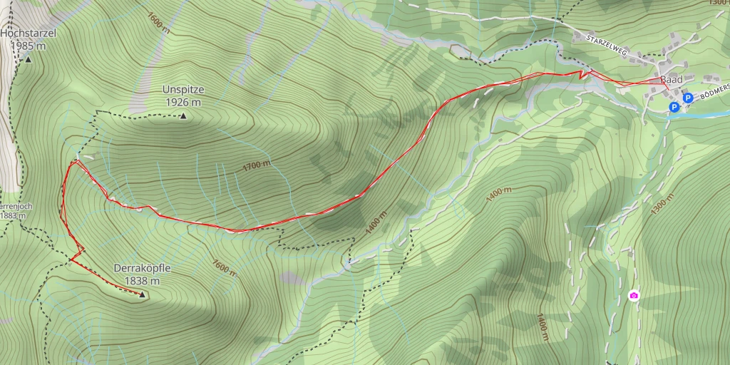 Map of the trail for Derraköpfle