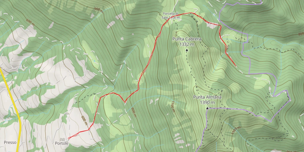 Carte de l'itinéraire :  Punta Val Mora