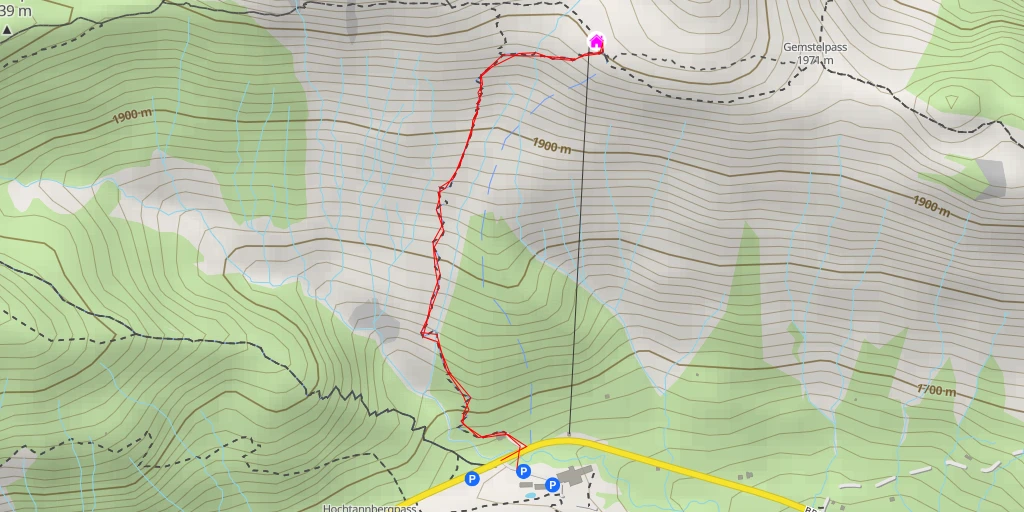 Map of the trail for Widdersteinhütte