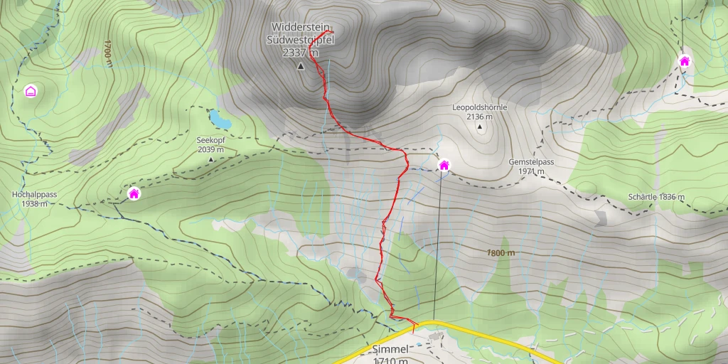 Map of the trail for Großer Widderstein