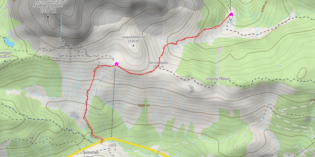 Carte de l'itinéraire :  Alpwirtschaft Obere Gemstelalpe