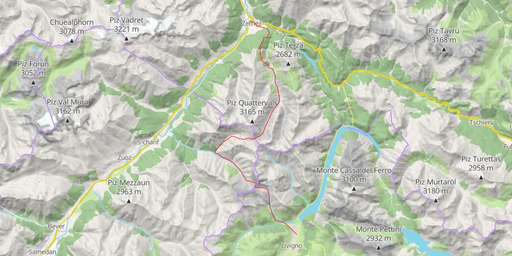 Map of the trail for Fuorcla Val Sassa Traversée Livigno - Zernez