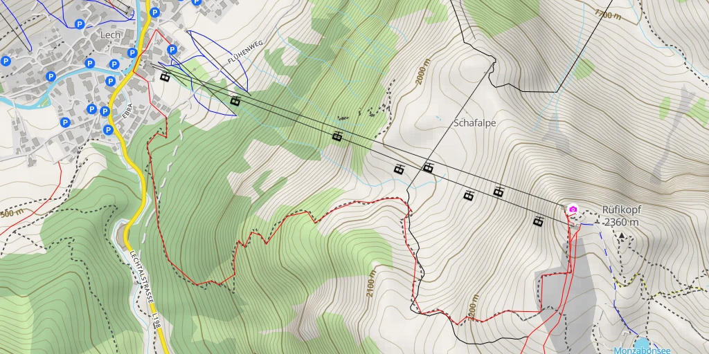 Carte de l'itinéraire :  Rüfikopfbahn I - Lech