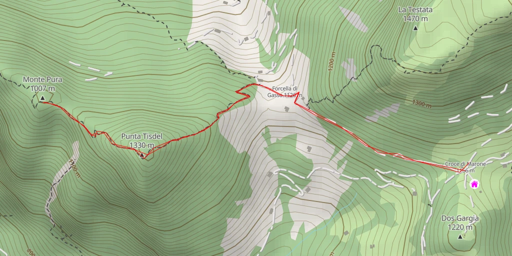 Map of the trail for Monte Pura