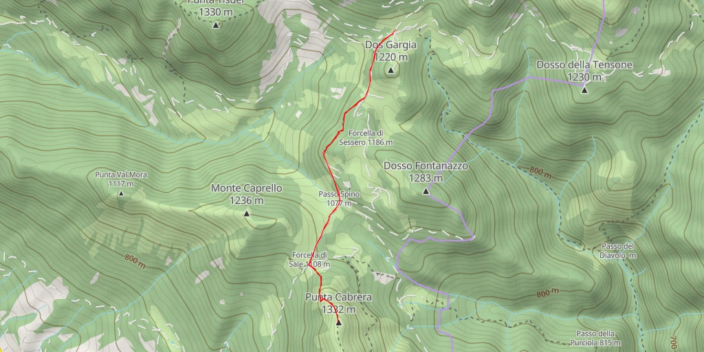 Map of the trail for Punta Cabrera