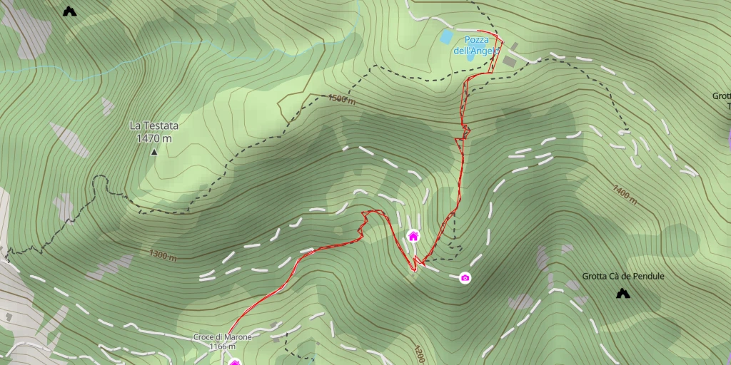 Map of the trail for Pozza dell'Angelo