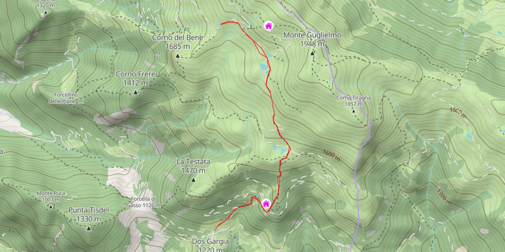 Map of the trail for Pozza del Culmet