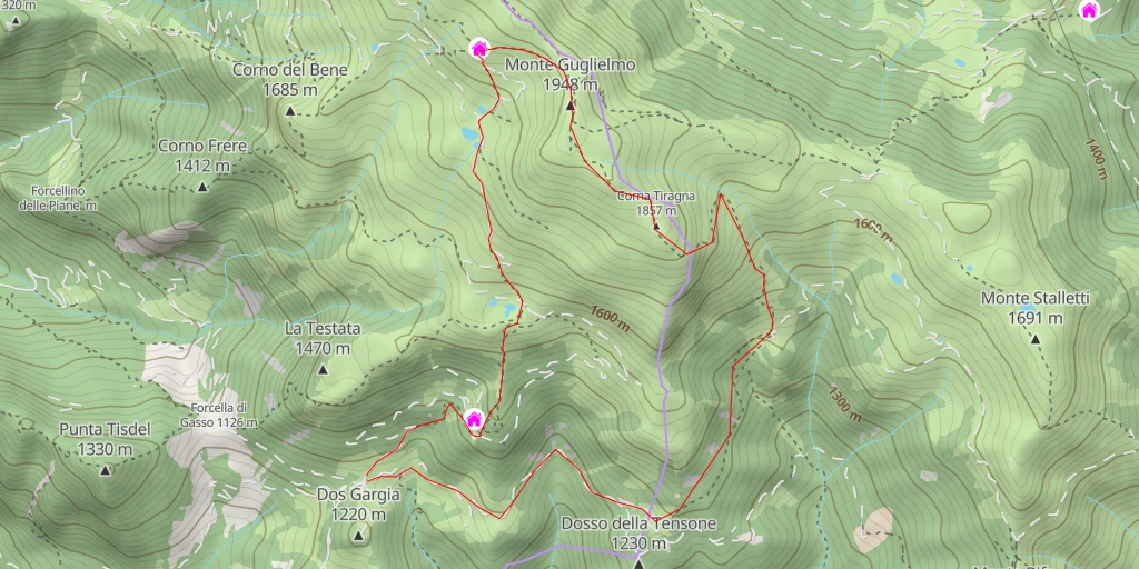 Map of the trail for Corna Tiragna