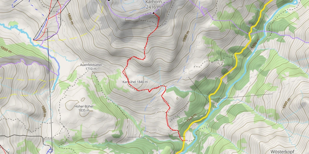 Map of the trail for Karhorn