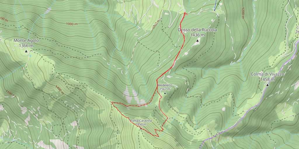 Map of the trail for Punta Caravina