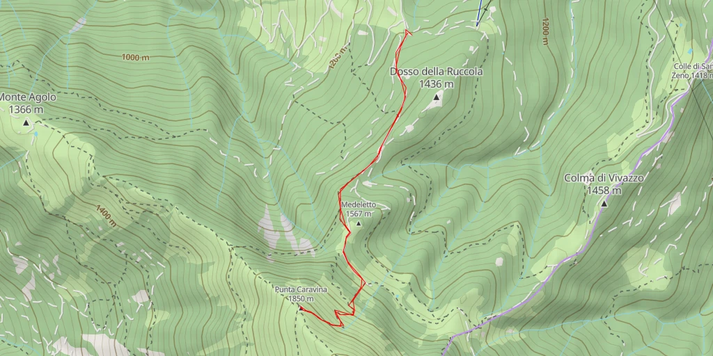 Carte de l'itinéraire :  Punta Caravina