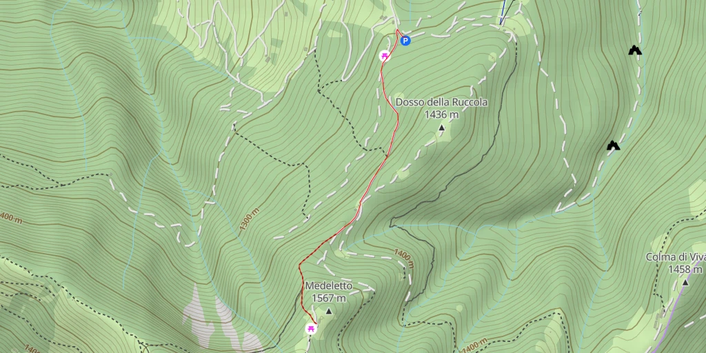 Map of the trail for Rifugio Medelet