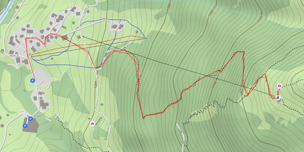 Map of the trail for Innere Kuhgehrenalpe - Mittelberg