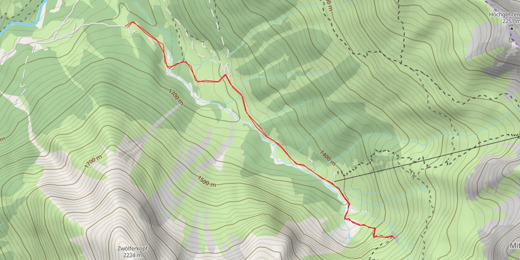 Map of the trail for Untere Wildenalpe 1800m - Hirschegg