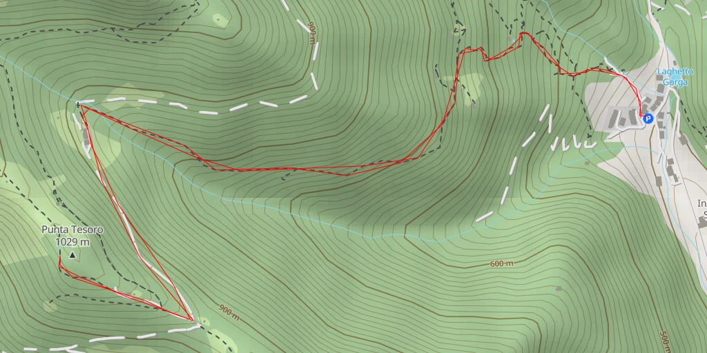 Map of the trail for Punta Tesoro