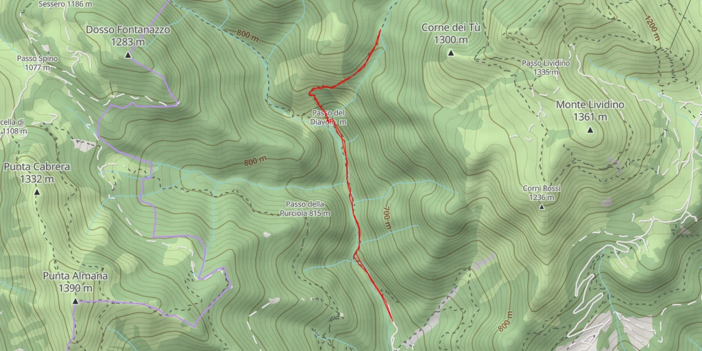 Carte de l'itinéraire :  Cascina di Lana - Scala Santa