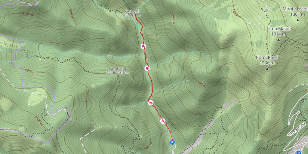 Map of the trail for Valle della Lana - Scala Santa