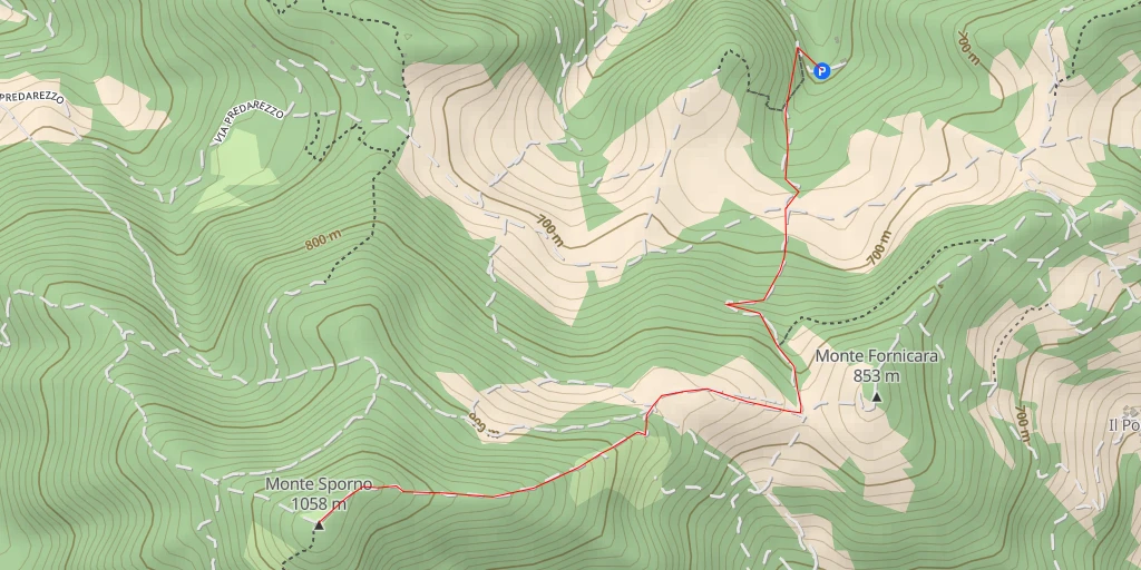 Map of the trail for Monte Sporno