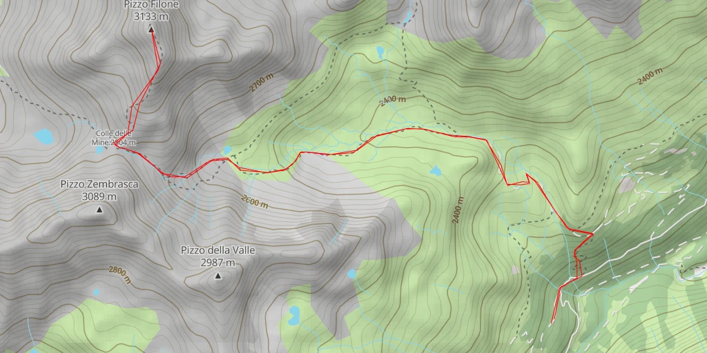 Map of the trail for Pizzo Filone