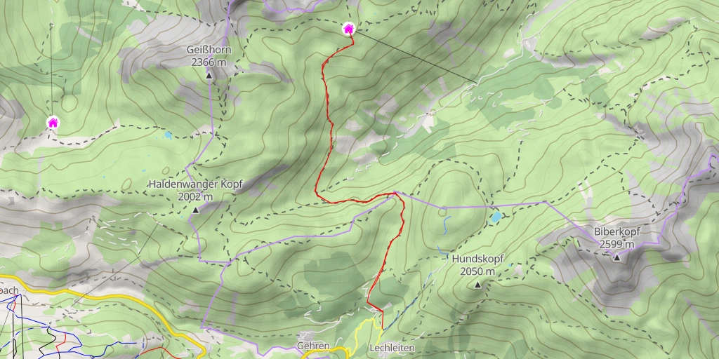 Map of the trail for Mindelheimer Hütte