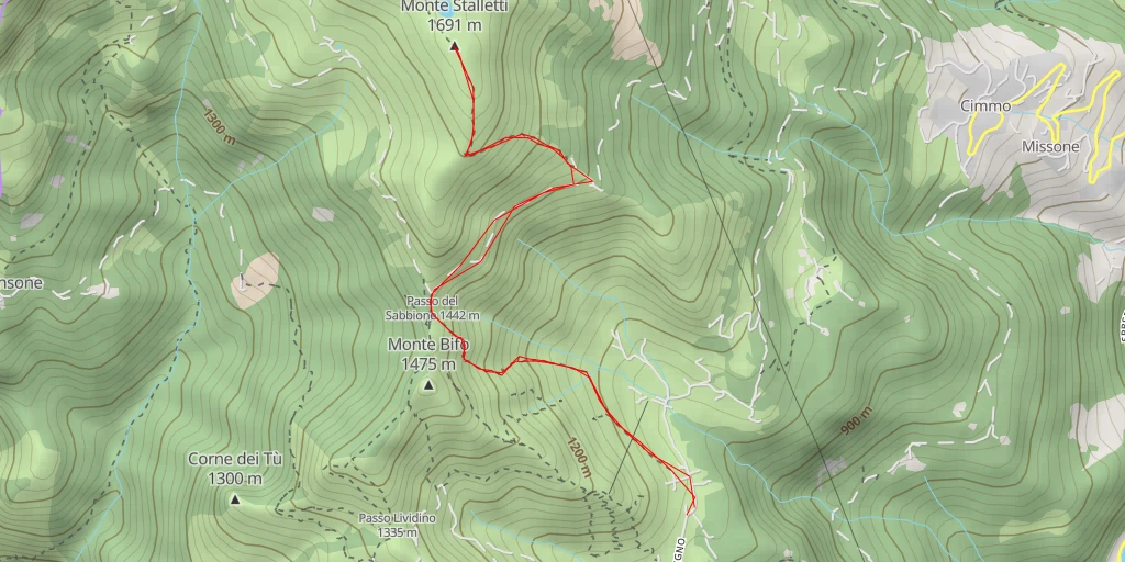 Map of the trail for Monte Stalletti