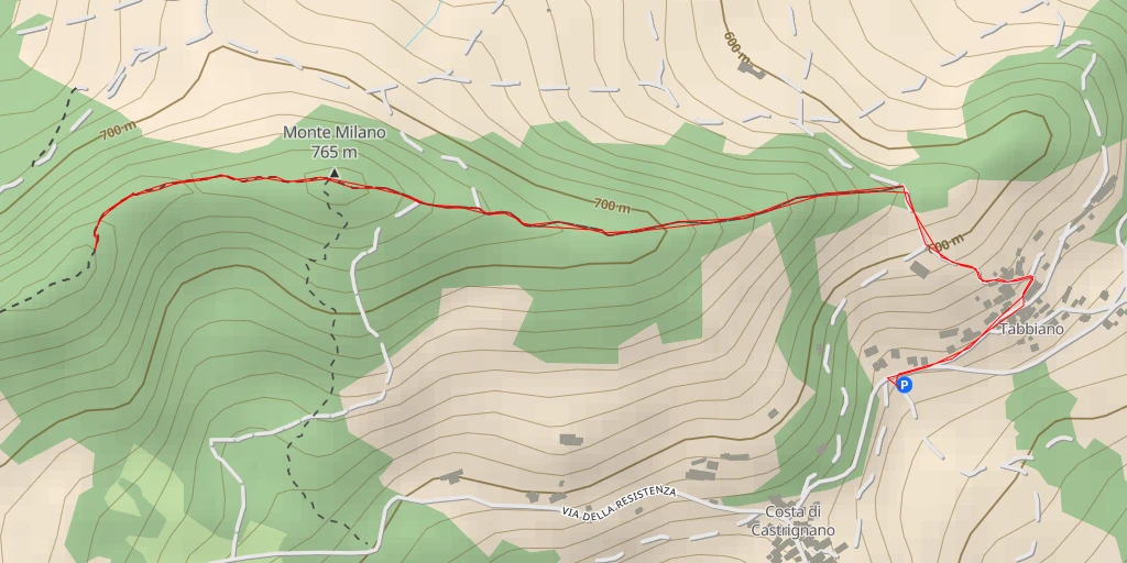 Map of the trail for Monte Bosso