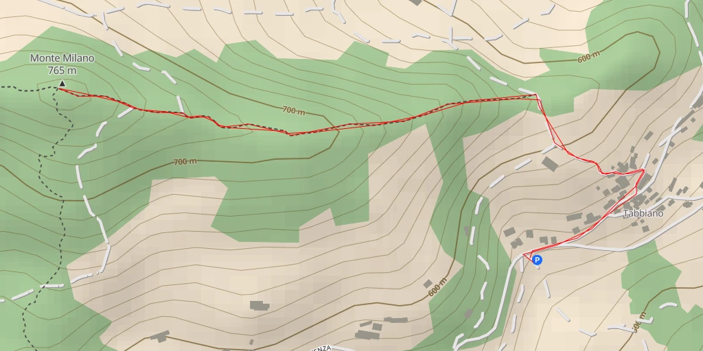 Map of the trail for Monte Milano