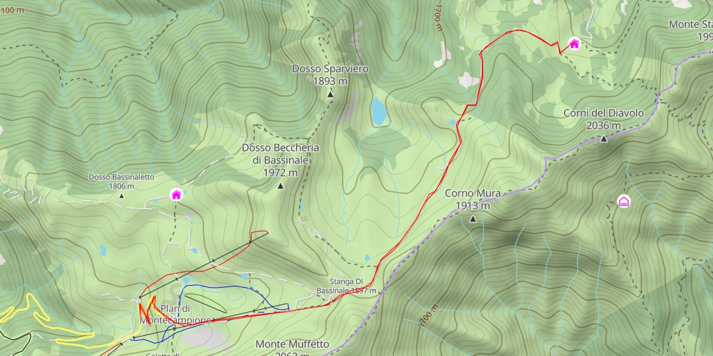 Map of the trail for Rifugio Elena Tironi