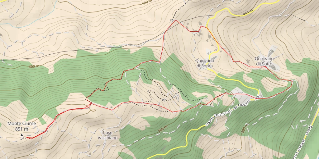 Map of the trail for Monte Ciumè