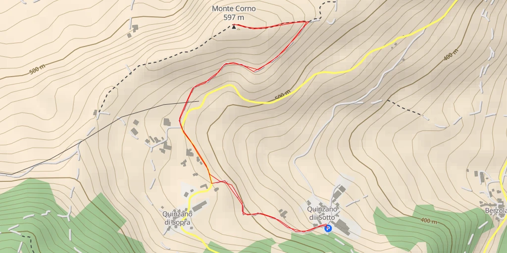 Map of the trail for Monte Corno