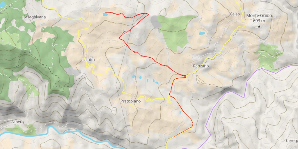 Map of the trail for laghetto di Zumara