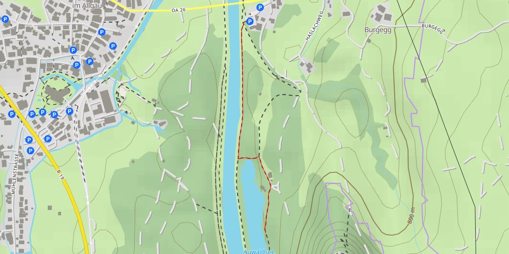 Map of the trail for Auwaldsee