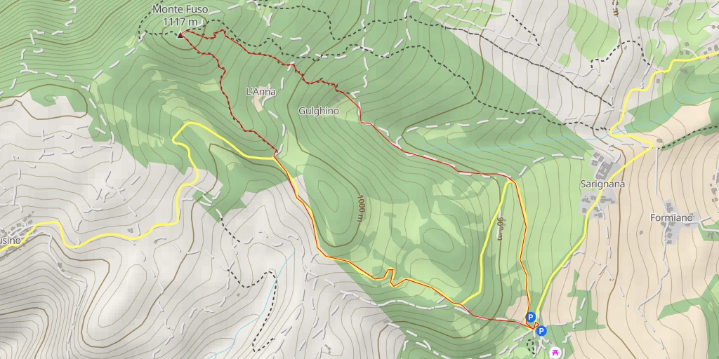 Map of the trail for Monte Fuso