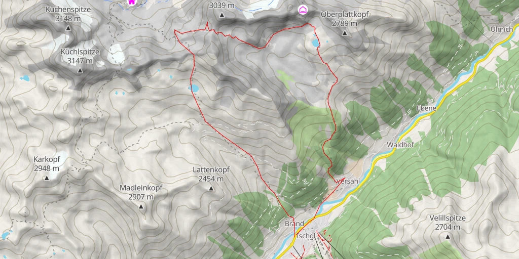 Carte de l'itinéraire :  Saumspitze