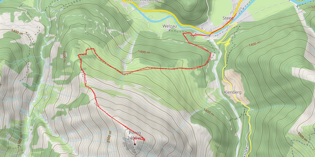 Map of the trail for Pimig