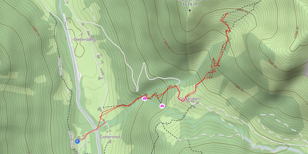 Map of the trail for Gerstruber Älpele - Oberstdorf