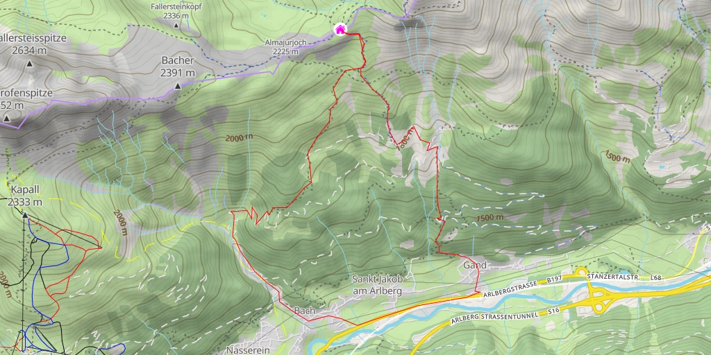 Map of the trail for Leutkircher Hütte