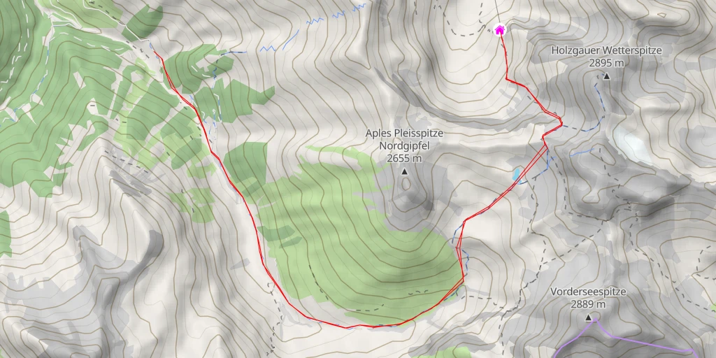 Map of the trail for Frederick-Simms-Hütte